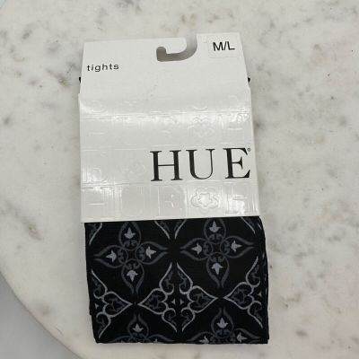 NWT HUE - Tights Size M/L  WT 165-200 LBS  Medallion 001 Black